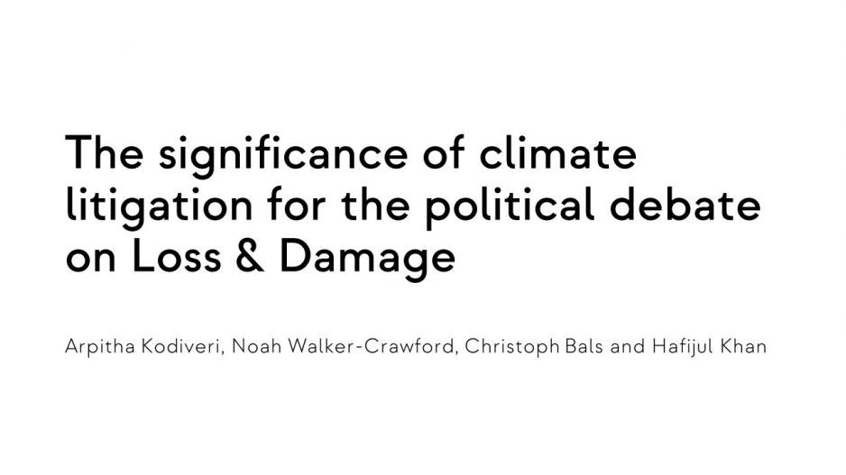 Titelbild Publikation: The significance of climate litigation for the policital debate on Loss & Damage